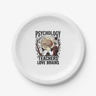 Psychology Teacher Halloween Brain Lover Gothic Sh Paper Plate