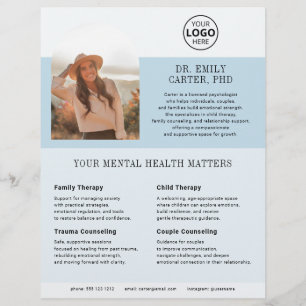 Psychology Therapy Logo Photo Blue Flyer