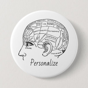 Psychology vintage phrenology psychiatry brain   7.5 cm round badge