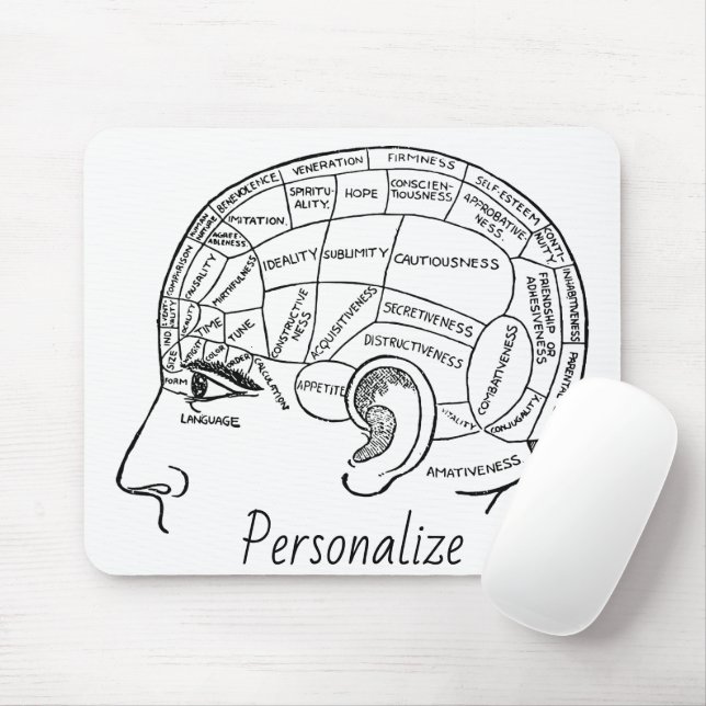 Psychology vintage phrenology psychiatry brain  mouse pad (With Mouse)