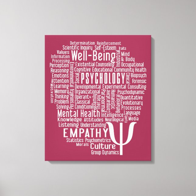 PSYCHOLOGY Word Cloud custom color canvas print (Front)