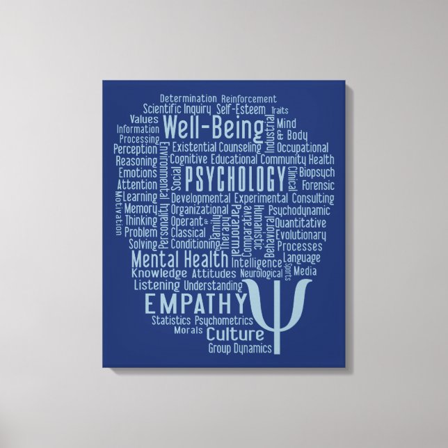 PSYCHOLOGY Word Cloud custom colour canvas print (Front)