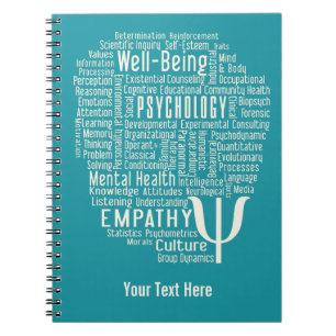 PSYCHOLOGY Word Cloud custom colour notebook