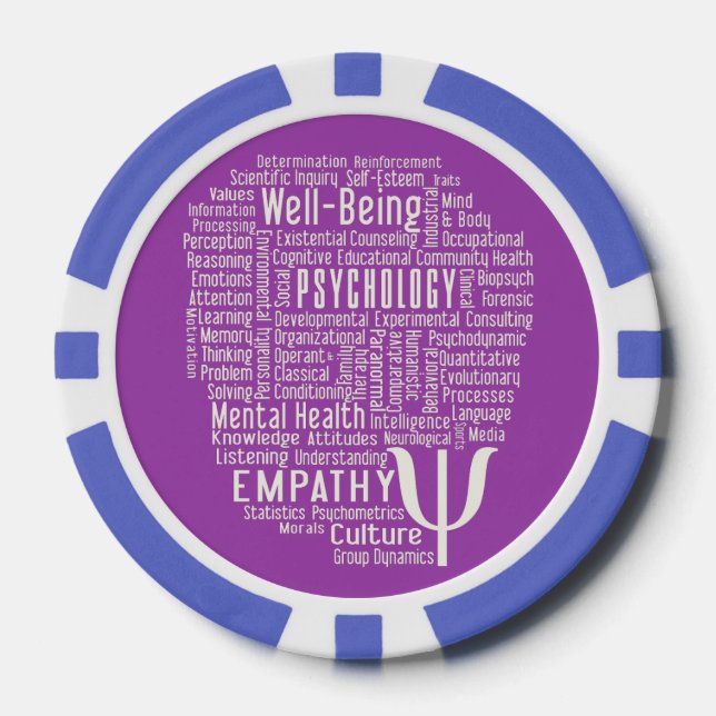 PSYCHOLOGY Word Cloud custom poker chips (Front)