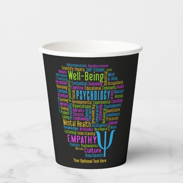 PSYCHOLOGY Word Cloud custom text Paper Cups (Front)