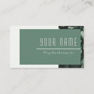 Psychotherapist Calm Green Nature Minimal Modern Business Card