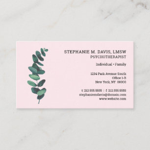 Psychotherapist Eucalyptus Pink Business Card