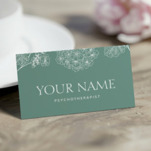 Psychotherapist Family Counsellor Drawn Floral Blu Business Card