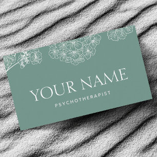 Psychotherapist Family Counsellor Drawn Floral Blu Business Card