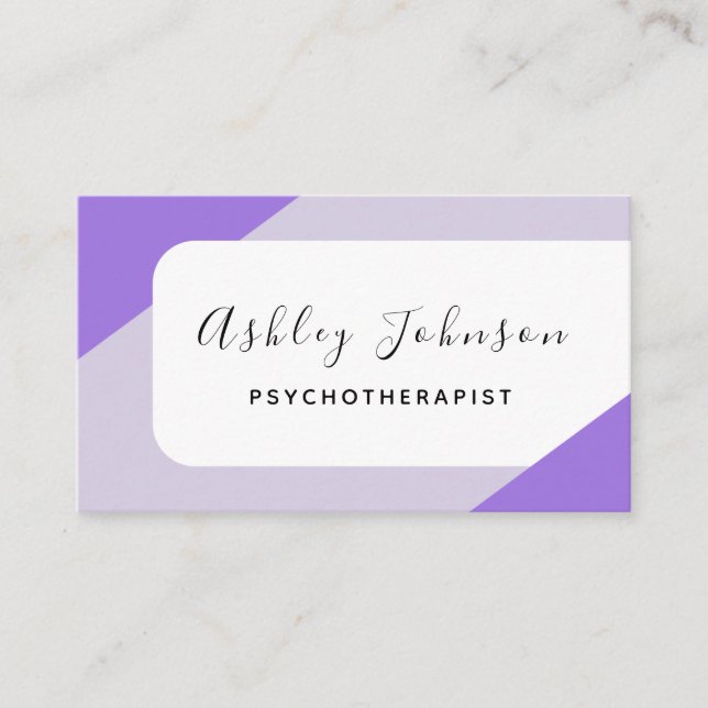 Psychotherapist Modern Purple Pink Elegant Simple  Business Card (Front)
