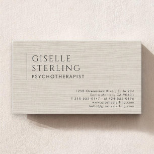 Psychotherapist Natural Linen Business Card
