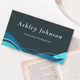 Psychotherapist Psychologist Abstract Blue Waves  Business Card
