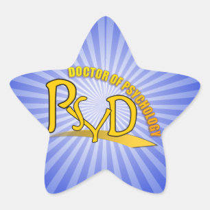 PSYD DOCTOR OF PSYCHOLOGY YELLOW LOGO STAR STICKER