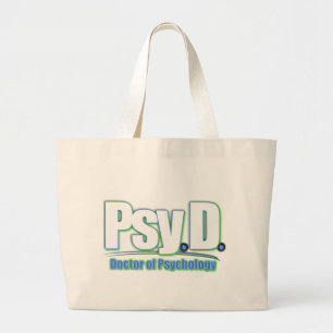 PsyD LOGO2 DOCTOR OF PSYCHOLOGY Large Tote Bag