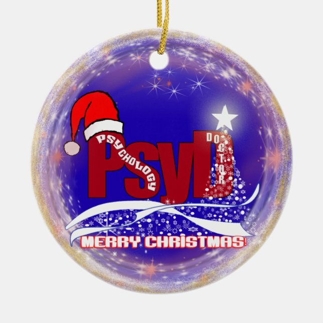 PsyD Psychology Doctor CHRISTMAS ORNAMENT (Front)