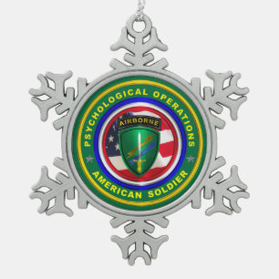 PSYOPS Psychological Operations Snowflake Pewter Christmas Ornament