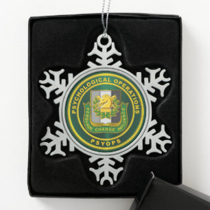 PSYOPS Psychological Operations Snowflake Pewter Christmas Ornament