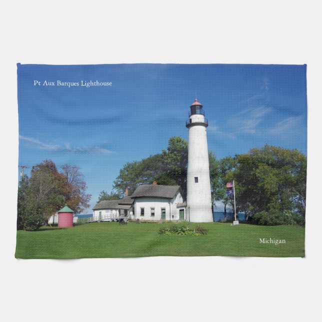 Pt Aux Barques Lighthouse kitchen towel (Horizontal)