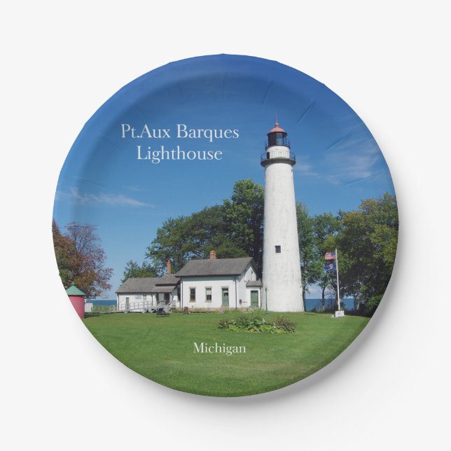 Pt Aux Barques Lighthouse paper plate (Front)