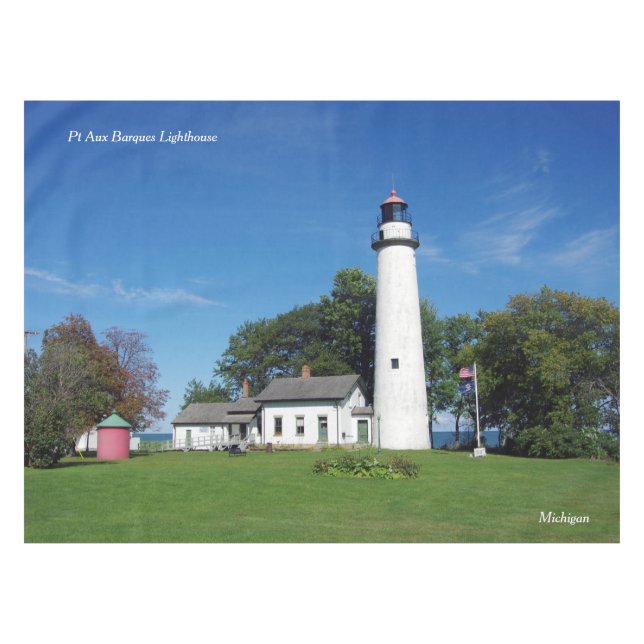 Pt Aux Barques Lighthouse table cloth (Front (Horizontal))