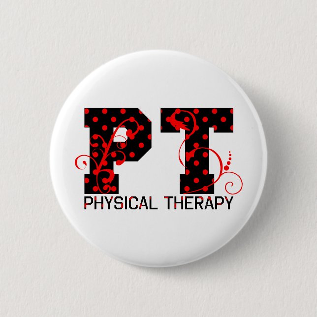 pt black red polka dots 6 cm round badge (Front)