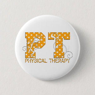 pt orange white polka dots 6 cm round badge