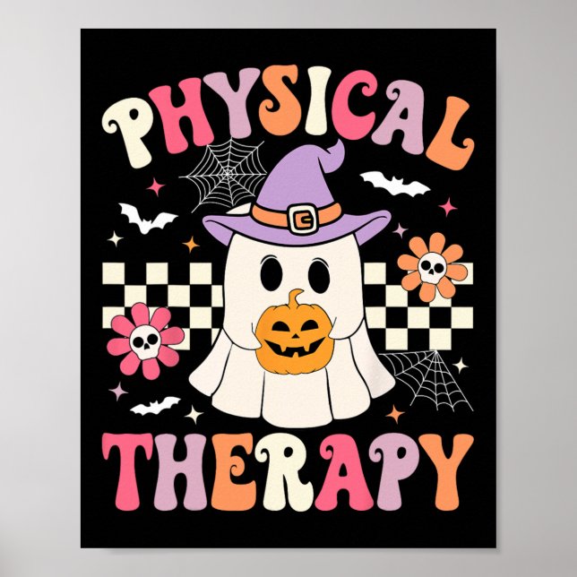 Pt Physical Therapy Halloween Retro Ghost Pt Hallo Poster (Front)