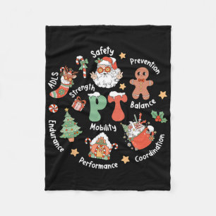 Pt Physical Therapy Santa Squad Christmas Physical Fleece Blanket