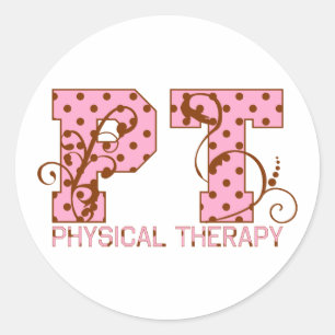 pt pink and brown polka dots classic round sticker