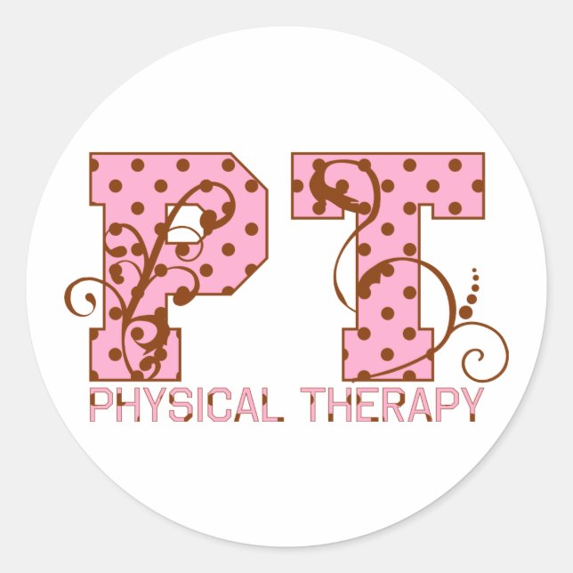 pt pink and brown polka dots classic round sticker (Front)