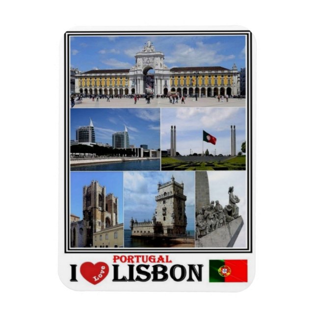PT Portugal - Lisbon - I Love  Mosaic - Magnet (Vertical)