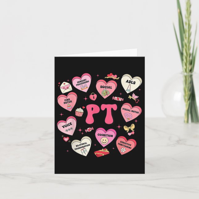 Pt Therapist Physical Therapy Valentines Day Heart Card (Front)