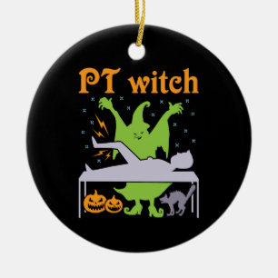 PT Witch Physical Therapist Halloween Ceramic Tree Decoration
