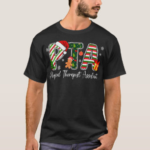 PTA Physical Therapist Assistant Retro Santa Hat T-Shirt
