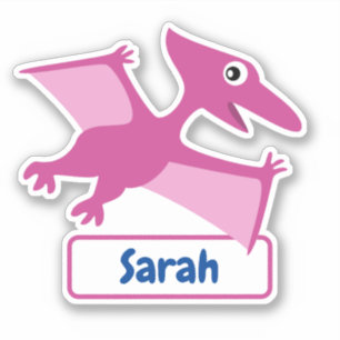 Pteranodon Cartoon Dinosaur Children Name Sticker