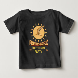 Pterodactyl Birthday Party Retro Sun Dino Art Baby T-Shirt