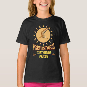 Pterodactyl Birthday Party Retro Sun Dino Art T-Shirt