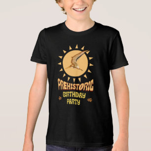 Pterodactyl Birthday Party Retro Sun Dino Art Tri-Blend Shirt