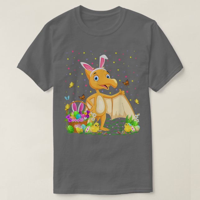 Pterodactyl Bunny Egg Hunting Pterodactyl Bird Eas T-Shirt (Design Front)