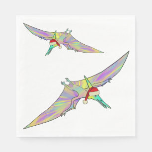 Pterodactyl Colourful Xmas Dinosaur Funny Festive  Napkin