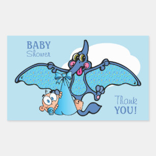 Pterodactyl Dinosaur It's a Boy Baby Shower Rectangular Sticker
