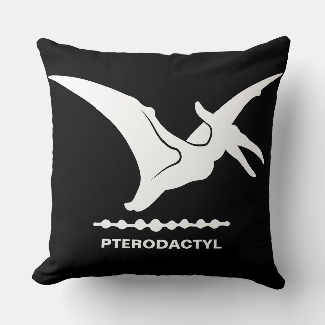 Pterodactyl Dinosaur Silhouette Throw Pillow (Front)