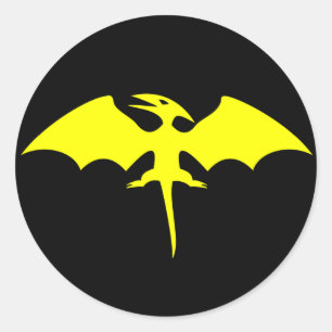 Pterodactyl Dinosaur Superhero Logo Classic Round Sticker