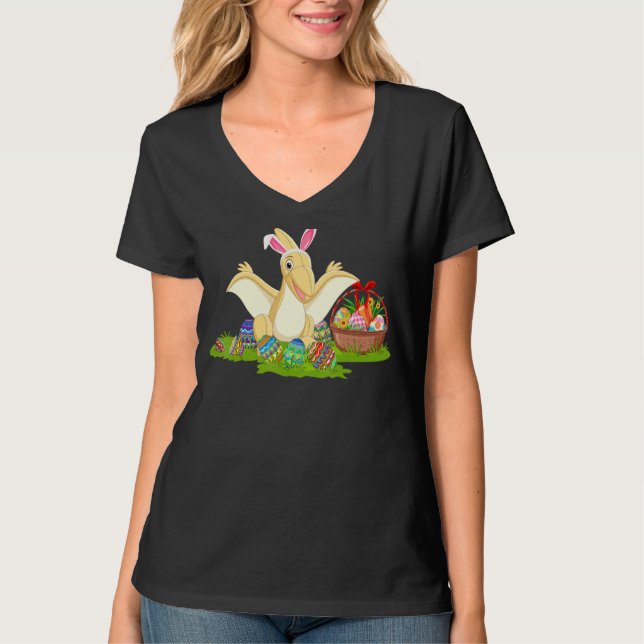 Pterodactyl Easter Egg Hunt Bunny Pterodactyl East T-Shirt (Front)