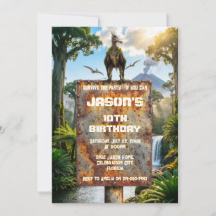 Pterodactyl Jungle Prehistoric Adventure Birthday Invitation
