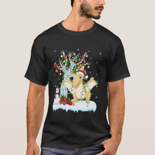 Pterodactyl Xmas Lights Tree Santa Hat Pterodactyl T-Shirt