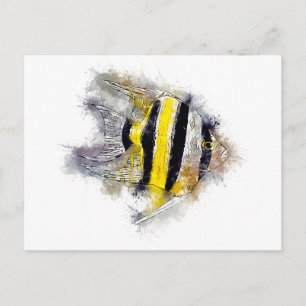 Pterophyllum AngelFish Watercolor Aquarium gift Postcard