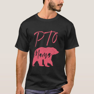 PTO Mama Bear Design for School Parent Mum Volunte T-Shirt