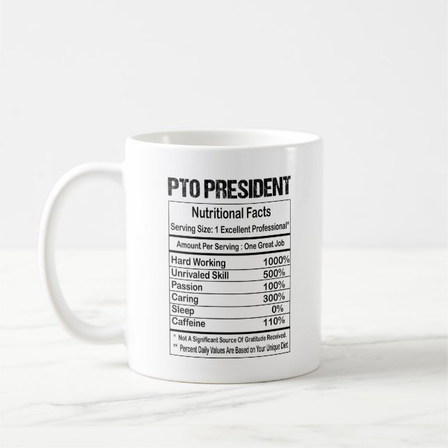 Pto President Nutrition Facts Coffee Mug (Left)