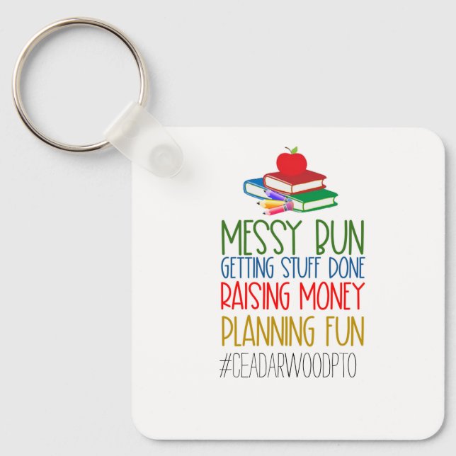 PTO/PTA Messy Bun Key Ring (Front)